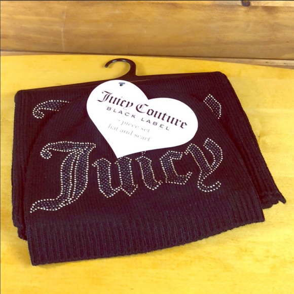 Juicy Couture Accessories - Juicy Couture 🌺 Crystal Stud Logo Hat & Scarf Set